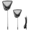 Foldable Fish Landing Net Collapsible Handle Fishing Net with 38.6in-67in Aluminum Alloy Telescopic Pole for Kayak Fly Catfish Bass Crab Trout Fishing