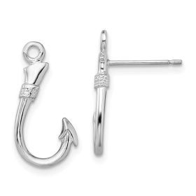 De-Ani Sterling Silver Rhodium-Plated Polished Fish Hook Post Earrings