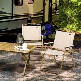 Folding Camping Chairs Set of 2 Lightweight Portable Armchairs for Outdoor Festivals Fishing Beach Khaki
