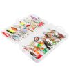 30Pcs Fishing Lures Kit Metal Spoon Lures Hard Spinner Baits w/ Single Triple Hook for Trout Bass Salmon with Free Tackle Box