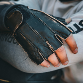 8134.ABR - Mens Fingerless Leather Gloves (Color: ABR, size: XS)