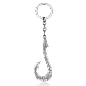 Fish Hook Solid Color Keychain Pendant Accessories (Color: Silver)