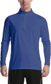 Mens Zip Pullover UPF 50+ Sun Protection Long Sleeve Hiking Fishing Outdoors Performance T-Shirt (Color: Blue Purple, size: large)