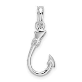 De-Ani Sterling Silver Rhodium-Plated Polished 3D Fish Hook Pendant (Default: Default)