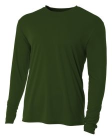 Youth Long Sleeve Cooling Performance Crew Shirt - MILITARY GREEN - S (Color: Military Green, size: M)