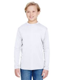 Youth Long Sleeve Cooling Performance Crew Shirt - MILITARY GREEN - S (Color: White, size: L)