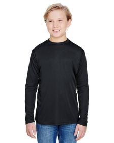 Youth Long Sleeve Cooling Performance Crew Shirt - MILITARY GREEN - S (Color: Black, size: M)