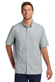 Port Authority Short Sleeve UV Daybreak Shirt W961 (Color: Silver/ Gusty Grey Crosshatch Plaid, size: M)