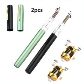 2 Set Pocket-Sized Pen Style Fishing Rod - Compact, Portable, and Ultra-Lightweight for Ice Raft, Bridge (Color: as picture)