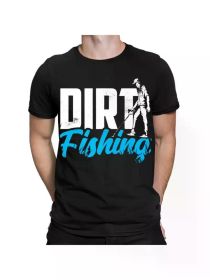 dirt fishing fish fisherman gifts fun retro style men's t-shirt #TA-135 comfortable and stylish couple clothing (Color: Black, size: XXXL)
